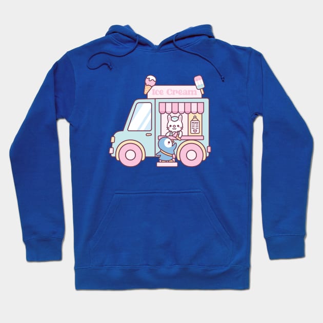 Ice Cream Truck, Cute Bunny And Penguin Hoodie by rustydoodle